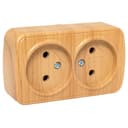 Розетка 2-местная ОП Минск 10А без заземления светлое дерево EKF