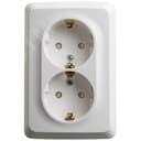 ЭТЮД Розетка угловая двойная наружная с заземлением со шторками 16А 250B белый Systeme Electric