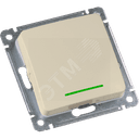 MASTER Переключатель одноклавишный с индикацией, скрытой установки, в рамку, слоновая кость