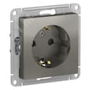 Розетка ATLASDESIGN с заземлением со шторками 16А механизм сталь