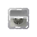 Розетка SCHUKO одинарная, с заземлением, с крышкой, без шторок, 16A, 250В  (механизм + накладка, без рамки). Серия- Eco Profi. Материал- термопласт. Цвет- алюминий (крашеный).