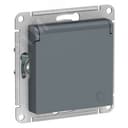 Розетка ATLASDESIGN с заземлением со шторками с крышкой 16А IP20 механизм грифель