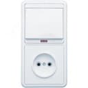 БЭЛЛА Блок БКВР-214 Выключатель одноклавишный с индикацией + розетка белый Кунцево