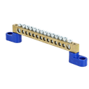 Шина "0" N (6х9мм) 14 отверстий латунь 2 синих угловых изолятора EKF PROxima