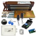 Электромагнитный замок комплект 300кг на дверь уличный с дистанционным брелком (пультом 2шт.) и электронными ключами Уралкам