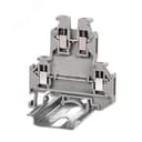 Клемма двухуровневая, винтовой зажим, 4 точки подключения, 2.5 кв.мм, серая