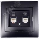 MIRA Розетка компьютер+телефон чёрный бархат со вставкой (10шт/120шт) Lezard