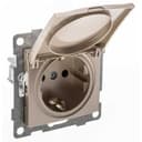 Розетка однопостовая Bravo с/з с з/ш и крышкой, механизм, 16А, 250В, шампань