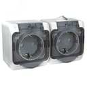 ЭТЮД Розетка двойная наружная с заземлением со шторками IP44 белая