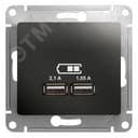 GLOSSA Розетка USB антрацит в рамку 5В/2100мА