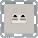 Интернет-розетка RJ45 двойная с накладкой, цвет Тауп Jasmart