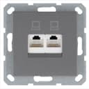 Розетка компьютерная 2-м RJ45 IP20 кат. 5E механизм алюм. Jasmart G6106S