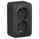 Розетка BLANCA наружная двойная, с заземлением, со шторками, с изолирующей пластиной, 16А, 250В, антрацит