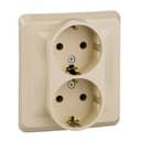 ЭТЮД Розетка двойная скрытая с заземлением без шторок бежевая PC16-007K Systeme Electric