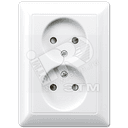 Розетка сдвоенная 16A 250V без заземления с полной платой белый