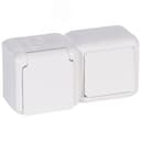 Quteo Блок: Выключатель + розетка с заземлением со шторками наружный белый IP44 Legrand