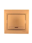 Выключатель 1-кл. СП Mira 10А IP20 с подсветкой со вставкой зол. метал. LEZARD 701-1313-111