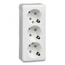 ЭТЮД Розетка тройная открытой установки с заземлением со шторками 16А 250B,белый