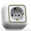 Валентина Розетка 1 пост наружная с заземлением белый/ золото РА16-638 Кунцево