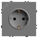 Розетка 1-местная с защитной шторкой с/з (механизм), 250В, 16А, серия Эмили, платиново-серый, soft t