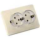 Розетка двойная скрытая с заземлением (стакан) слоновая кость HEGEL