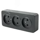 Розетка трехместная б/з 250В 10А серия София черный матовый STEKKER