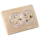 Розетка двойная скрытая с заземлением со шторками (стакан) сосна