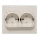 Стокгольм Розетка 2-местная с/з 16А белая с защ. штор.