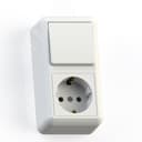 ОПТИМА Блок комбинированный открытой установки (одноклавишный выключатель+ розетка с заземляющим контактом) БКВР-405, белый