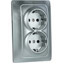 Розетка Bravo 2-ой с/з с з/ш, механизм, 16А, 250В, серебро