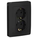 BLANCA скрытой установки розетка двойная с заземлением без шторок, 16А, 250В, антрацит Systeme Electric