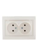 Розетка 2-м СП Mira 16А IP20 без заземл. со вставкой керамика жемчуж./бел. перламутр. LEZARD 701-3030-128