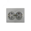 KARINA Розетка двойная с/з керамика матовое серебро (10шт/120шт)