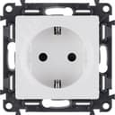 Valena LIFE Розетка силовая 2К+З 16А 250В со шторками безвинтовые зажимы с лицевой панелью белая Legrand Euro