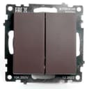 Выключатель 2клавишный механизм STEKKER GLS10710404 250V 10А серия Катрин шоколад 49019