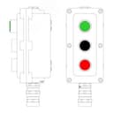 Пост управления взрывонепроницаемый из алюминия LCSD-03-B-MB-L1G(220)x1-P1B(11)x1-P1R(11)x1-PBMB-KA2MHK