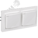 BRITE Комплект 1-местная с заземлением с защитными шторками и крышкой 16А IP44 2 штуки в сборе с двойной рамкой РСбш10-3-44-БрБ белый