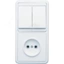БЭЛЛА Блок комбинированны скрытой установки (двухклавишный выключатель+розетка) БКВР-038, белый