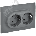 SKANDY Розетка 2-местная с заземлением с защитными шторками 16А в сборе SK-R07Gr серый IEK