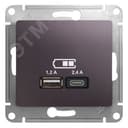 GLOSSA USB РОЗЕТКА A+С, 5В/2,4А, 2х5В/1,2 А, механизм, СИРЕНЕВЫЙ ТУМАН Systeme Electric