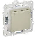 SKANDY Розетка 1-местная с заземлением с защитными шторками и крышкой 16А IP44 SK-R11B бежевый IEK