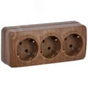 GLORY Розетка трехместная наружная с заземлением дуб