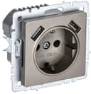 Розетка BRITE РЮш10-2-БрШ 16А с USB A+A 3.1А с заземл. защ. шторки механизм шампань IEK BR-R14-16-U21-D31-K37