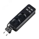 Удлинитель серии Travel шнур 1,5м 2 гнездa 10A без заземления 4USB 2,1A Черный ТМ UnielS-CT2-1,5U BLACK