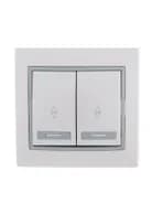 Переключатель проходной 2-кл. СП Mira 10А с сер. вставкой бел. LEZARD 701-0215-106