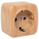 Розетка 1-местная ОП Минск 16А с заземлением светлое дерево EKF