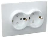 Розетка 2-м СП Кварта РСш12-3-КБ 16А IP20 с заземл. защ. шторки бел. IEK ERK21-K01-16-DM