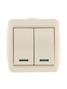 Выключатель 2-кл. ОП Nata 10А IP20 с подсветкой крем. LEZARD 710-0300-112