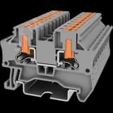 Клемма TP 1-1 проходная с боковой вводом провода .Push-in, сечение 4 мм. кв., серая