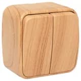 Выключатель 2-клавишный ОП Минск 10А светлое дерево EKF